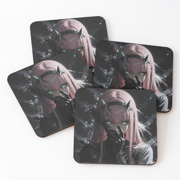 Artikelvorschau, Zero Two – Anime-Mädchen mit pinken Haaren im Glitch-Cyberpunk-Stil entworfen und verkauft von Dyan4.