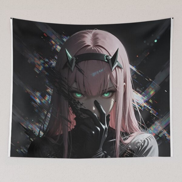 Item preview, Zero Two Pink Hair Anime Girl Glitch Cyberpunk Aesthetic designed and sold by Dyan4.