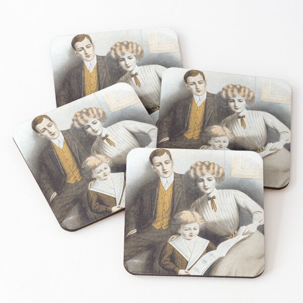 Item preview, Family reading together vintage early twentieth century illustration designed and sold by Pierre de la Mare.