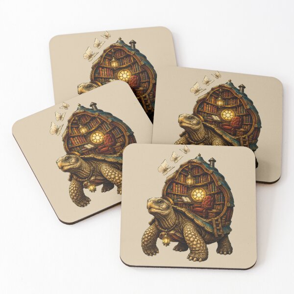 Item preview, Traveling Turtle Library – Cozy Fantasy Book Lover Art designed and sold by VioVibe.