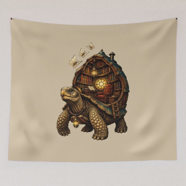 Item preview, Traveling Turtle Library – Cozy Fantasy Book Lover Art designed and sold by VioVibe.
