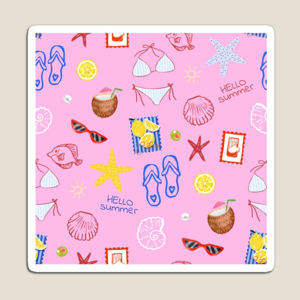 Item preview, Hello Summer Beach Icons Seamless Pattern designed and sold by jianina-alondra.