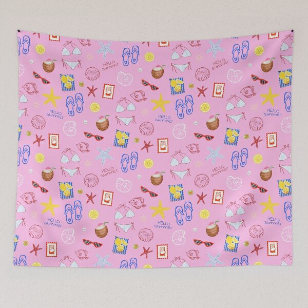 Item preview, Hello Summer Beach Icons Seamless Pattern designed and sold by jianina-alondra.