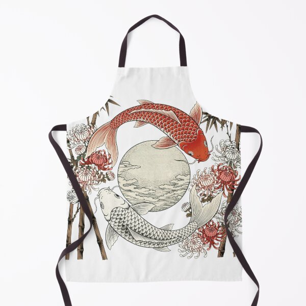 Item preview, Koi Fish Full Moon Chrysanthemum Bamboo Japanese Woodblock designed and sold by Surviving Monday Club.