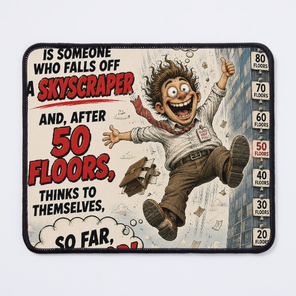 Item preview, A True Optimist Says So Far So Good designed and sold by Mad Axle Studios.