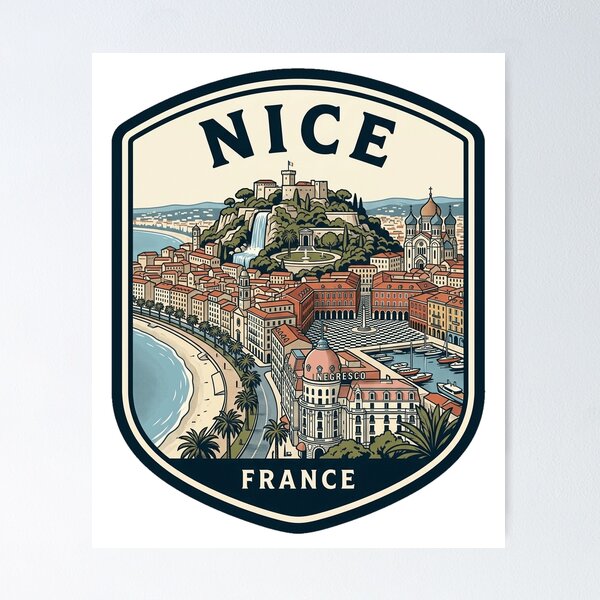 Item preview, Nice France Vintage Travel Badge Illustration designed and sold by k3rstman1.