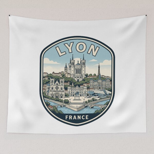 Item preview, Lyon France Vintage Travel Emblem Skyline designed and sold by k3rstman1.