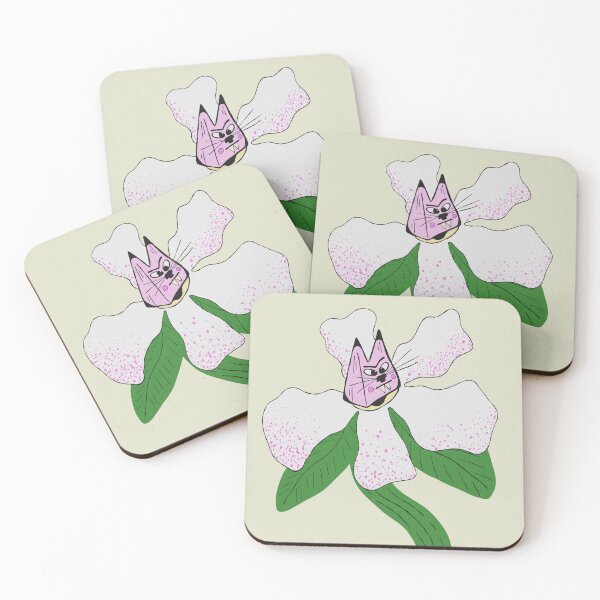 Item preview, Creepy Cute Pink Cat Flower designed and sold by adamstav-prints.