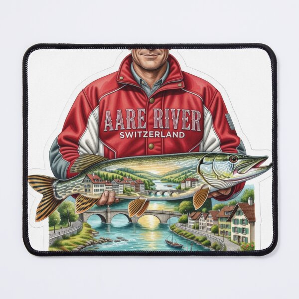 Item preview, Aare River Switzerland Fishing Sticker designed and sold by Imaginarium of Chaos falcon88 .