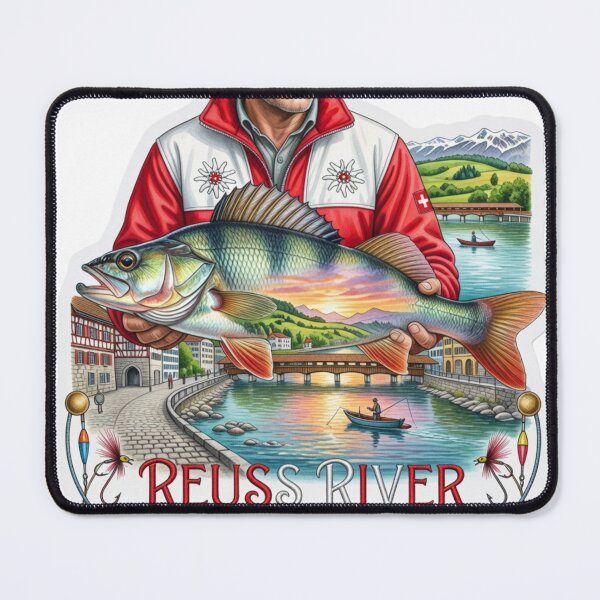 Item preview, Reuss River Switzerland Fishing Sticker designed and sold by Imaginarium of Chaos falcon88 .
