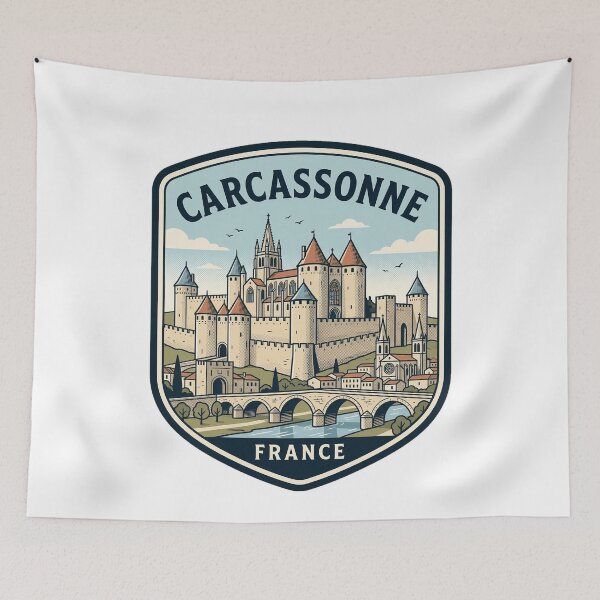 Item preview, Carcassonne France Medieval Fortified City Vintage Badge designed and sold by k3rstman1.