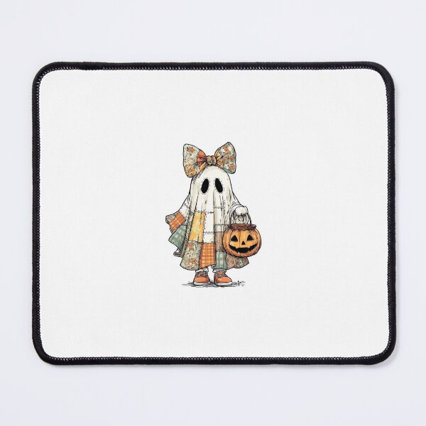Item preview, Vintage Patchwork Ghost with Floral Bow - Cute Coquette Halloween Pumpkin Bucket Vector designed and sold by GrimNest.