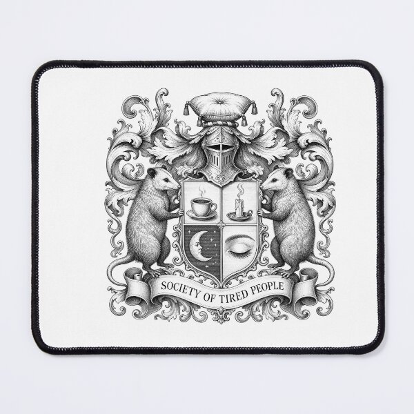 Item preview, CULTURE Society Of Tired People — Funny Opossum Coat Of Arms Exhausted Shirt designed and sold by Uglyandcute.