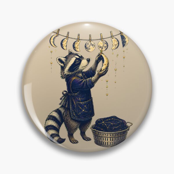 Item preview, Moon Laundry Raccoon – Whimsical Celestial Fantasy Art designed and sold by VioVibe.