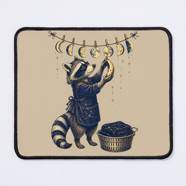 Item preview, Moon Laundry Raccoon – Whimsical Celestial Fantasy Art designed and sold by VioVibe.