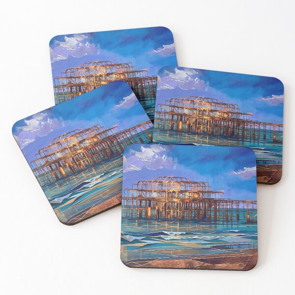 Item preview, Golden Hour at the West Pier - Modern Brighton Seascape designed and sold by ArtworkNorth.