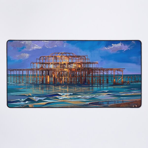 Item preview, Golden Hour at the West Pier - Modern Brighton Seascape designed and sold by ArtworkNorth.