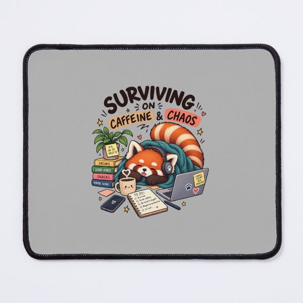 Item preview, Surviving on Caffeine & Chaos – Sleepy Red Panda designed and sold by DESPOT07.