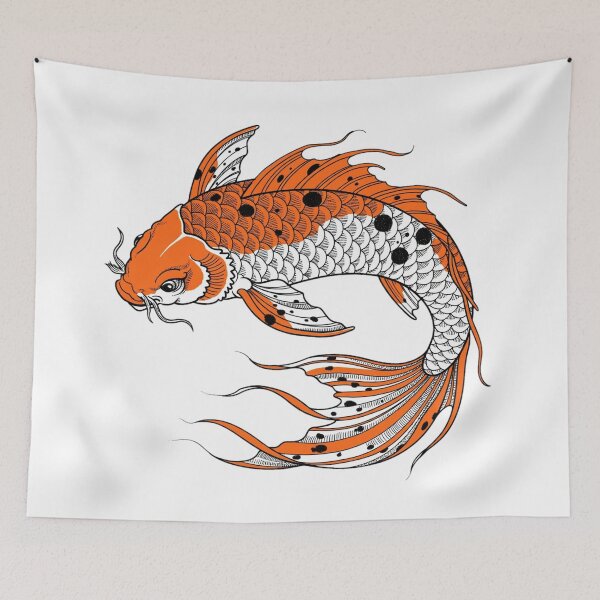 Item preview, Traditional Japanese Koi Fish Tattoo Illustration designed and sold by Surviving Monday Club.