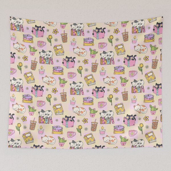 Item preview, Cozy Cat Books Coffee Seamless Pattern designed and sold by jianina-alondra.