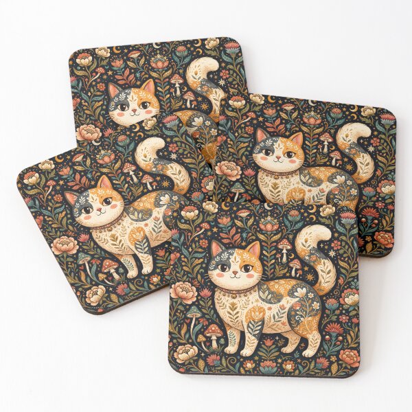 Item preview, Moonlit Meadow Cat Illustration designed and sold by Iampoji.