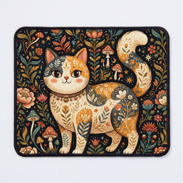 Item preview, Moonlit Meadow Cat Illustration designed and sold by Iampoji.