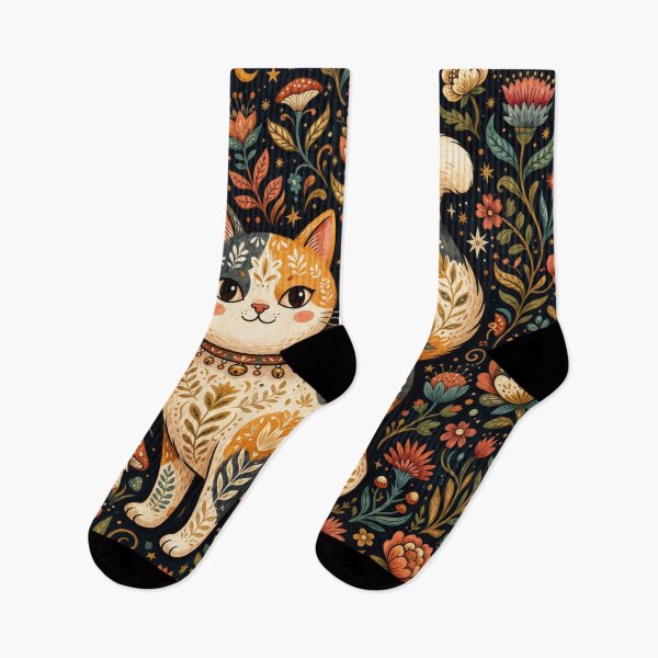 Item preview, Moonlit Meadow Cat Illustration designed and sold by Iampoji.
