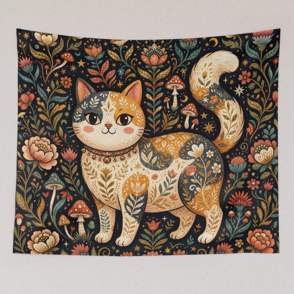 Item preview, Moonlit Meadow Cat Illustration designed and sold by Iampoji.