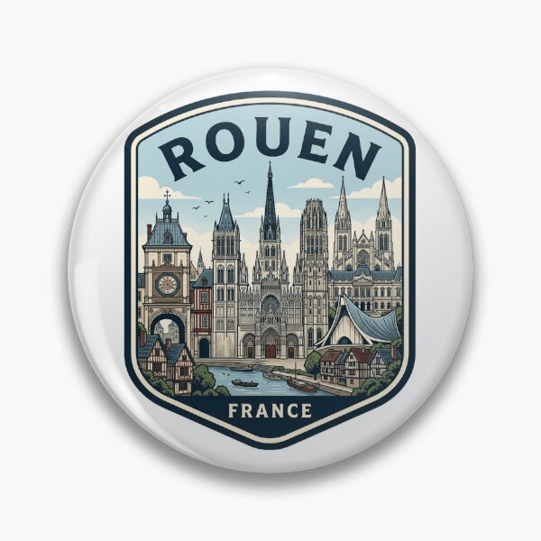 Item preview, Rouen France Vintage Travel Badge Skyline designed and sold by k3rstman1.
