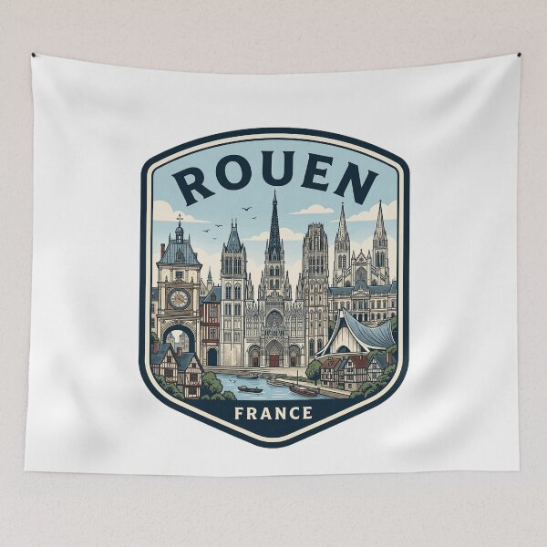 Item preview, Rouen France Vintage Travel Badge Skyline designed and sold by k3rstman1.
