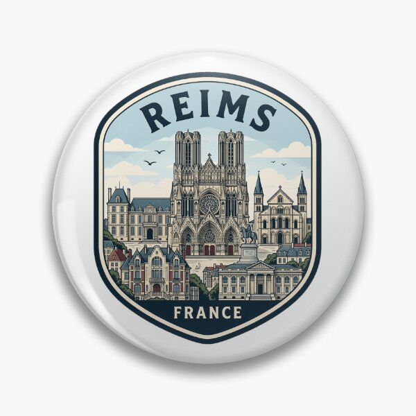 Item preview, Vintage Reims France Travel Badge Illustration designed and sold by k3rstman1.