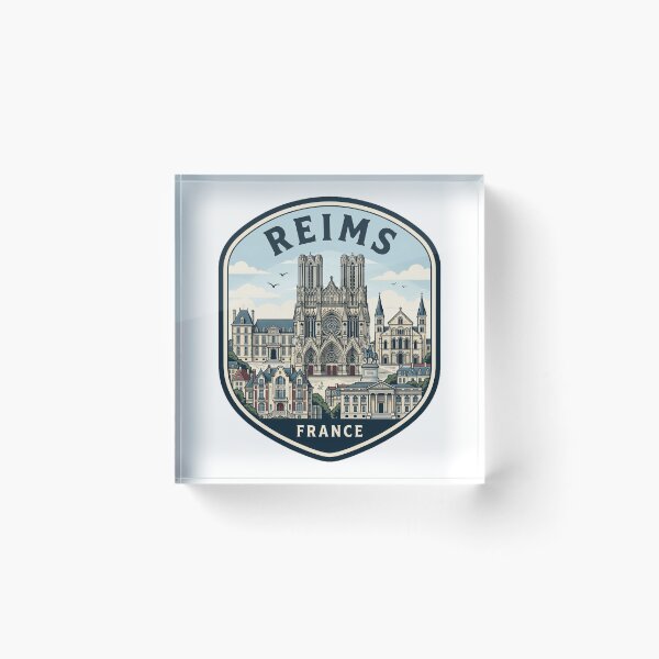 Item preview, Vintage Reims France Travel Badge Illustration designed and sold by k3rstman1.