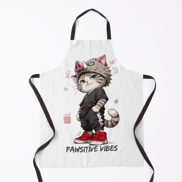 Item preview, Funny Anime Boar Mask Cat Pawsitive Vibes designed and sold by WelLarsDigitals.
