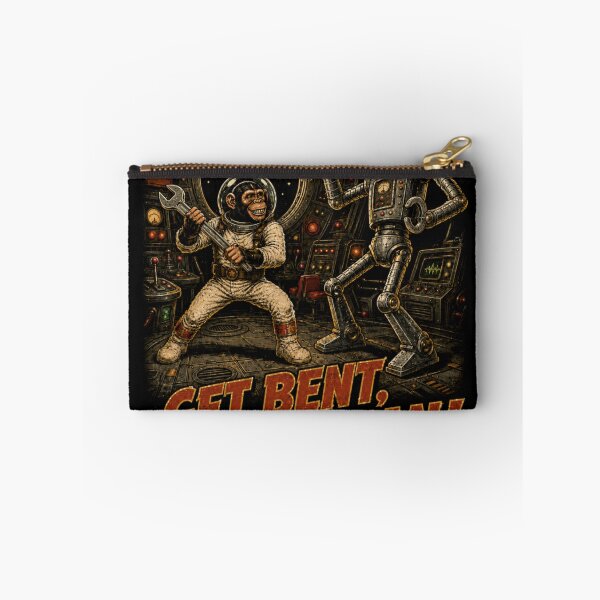 Item preview, Get Bent, Thin Man! – Retro Sci-Fi Astronaut vs Robot designed and sold by Quantum Fashion.