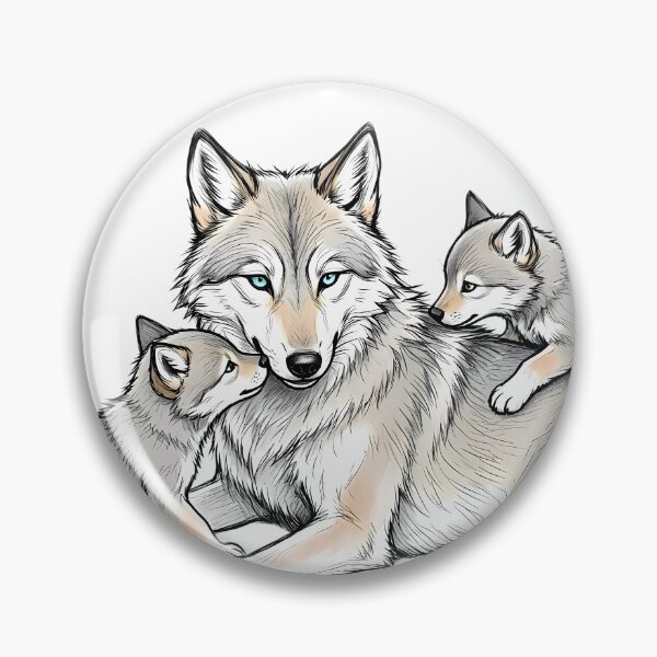 Item preview, Mother Wolf with Cute Pups Line Art designed and sold by jo-e-basta.