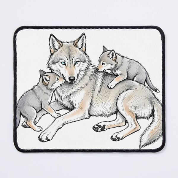 Item preview, Mother Wolf with Cute Pups Line Art designed and sold by jo-e-basta.