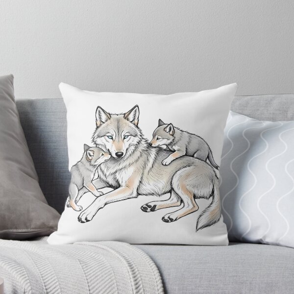 Item preview, Mother Wolf with Cute Pups Line Art designed and sold by jo-e-basta.