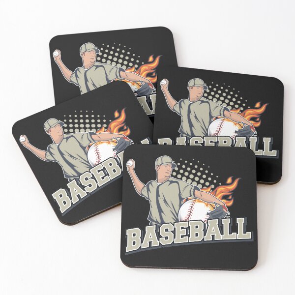 Item preview, Retro Pitcher Fire Ball Sport Illustration designed and sold by ChemiCrocheting.