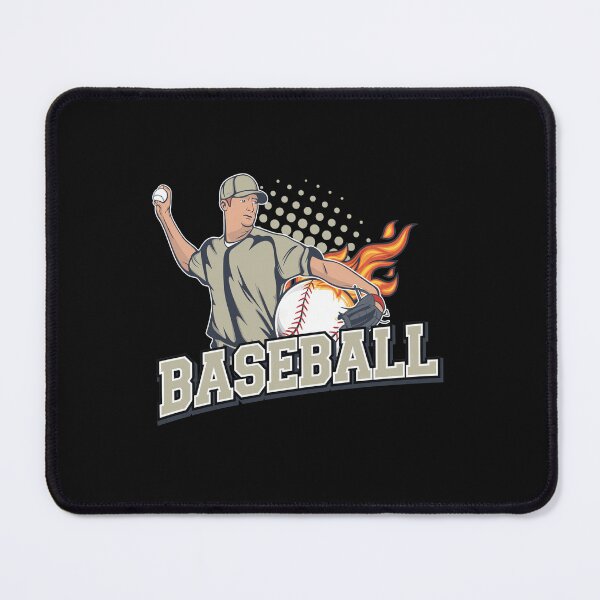 Item preview, Retro Pitcher Fire Ball Sport Illustration designed and sold by ChemiCrocheting.