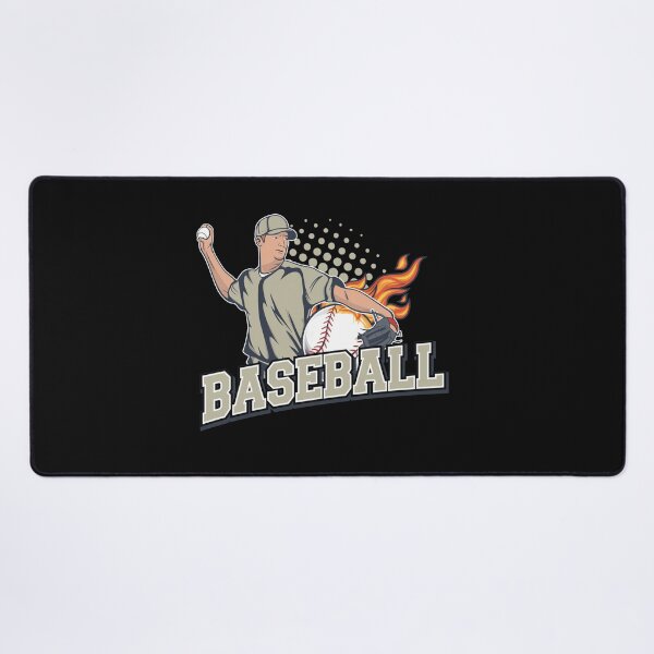 Item preview, Retro Pitcher Fire Ball Sport Illustration designed and sold by ChemiCrocheting.