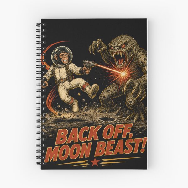 Item preview, Back Off, Moon Beast! – Retro Space Chimp vs Alien Monster designed and sold by Quantum Fashion.