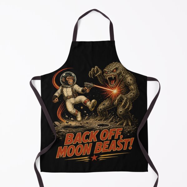 Item preview, Back Off, Moon Beast! – Retro Space Chimp vs Alien Monster designed and sold by Quantum Fashion.