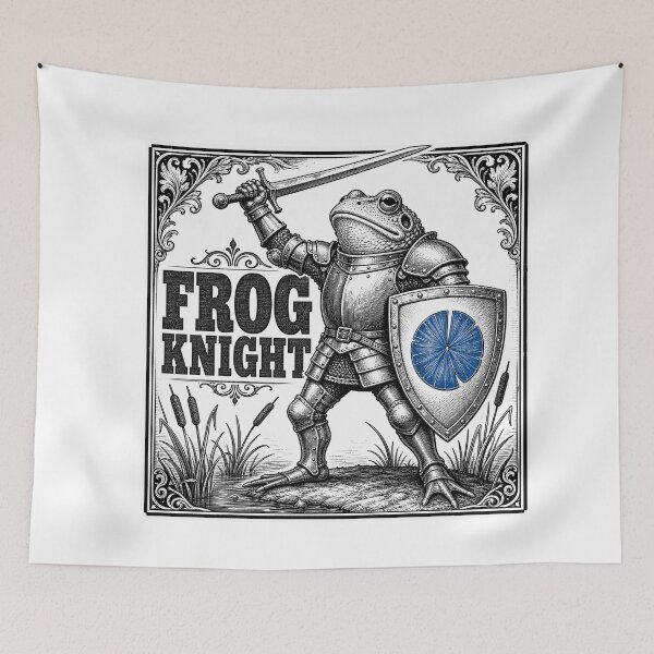 Item preview, CULTURE Frog Knight — Medieval Illuminated Manuscript Style Art Print designed and sold by Uglyandcute.