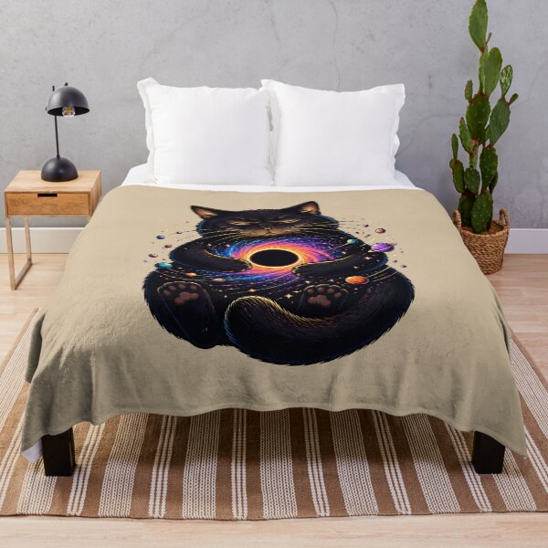 Item preview, Black Cat Holding a Galaxy – Cosmic Black Hole Fantasy Art designed and sold by VioVibe.
