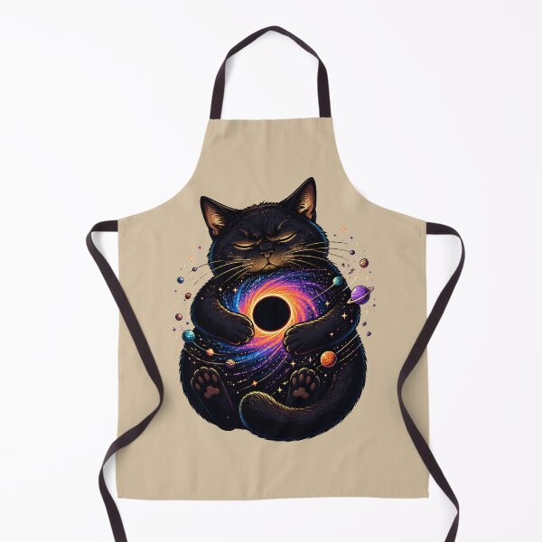 Item preview, Black Cat Holding a Galaxy – Cosmic Black Hole Fantasy Art designed and sold by VioVibe.