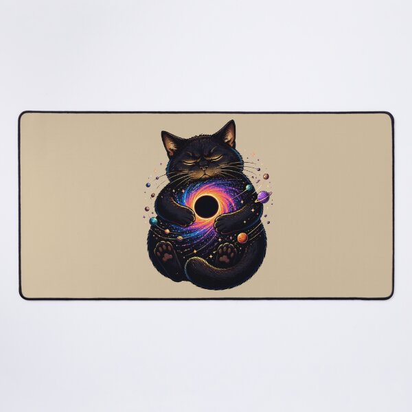 Item preview, Black Cat Holding a Galaxy – Cosmic Black Hole Fantasy Art designed and sold by VioVibe.