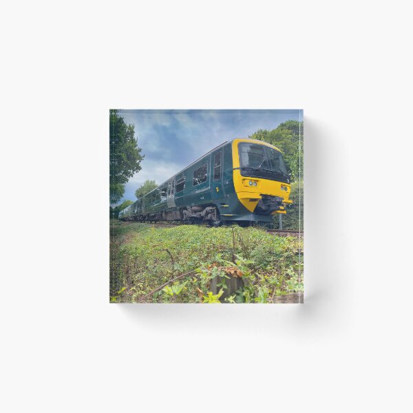 Item preview, Green British Passenger Train Travelling Through Countryside - Railway Photography designed and sold by leonwoods.