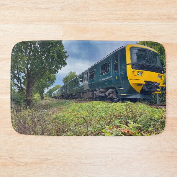 Item preview, Green British Passenger Train Travelling Through Countryside - Railway Photography designed and sold by leonwoods.