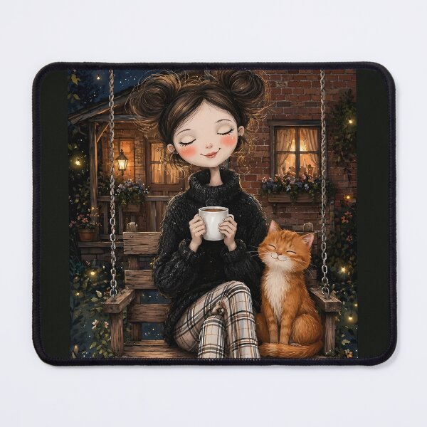 Item preview, Cozy Cottagecore Girl with Ginger Cat designed and sold by Moodprint5.