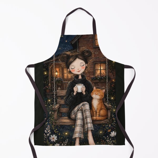 Item preview, Cozy Cottagecore Girl with Ginger Cat designed and sold by Moodprint5.